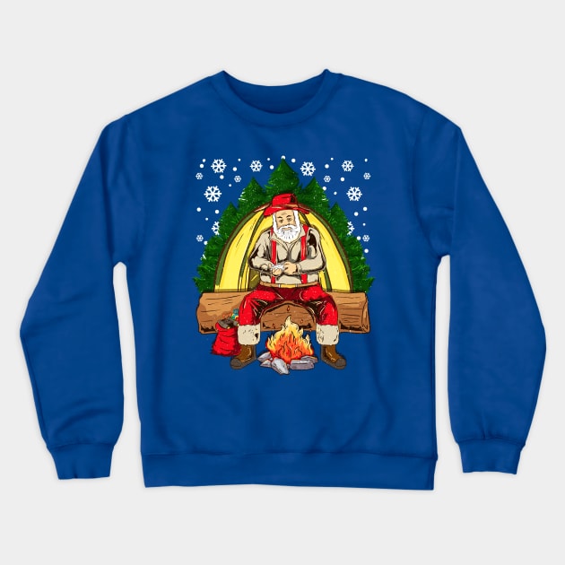 Camping Santa Camp Fire Camper Christmas Crewneck Sweatshirt by E